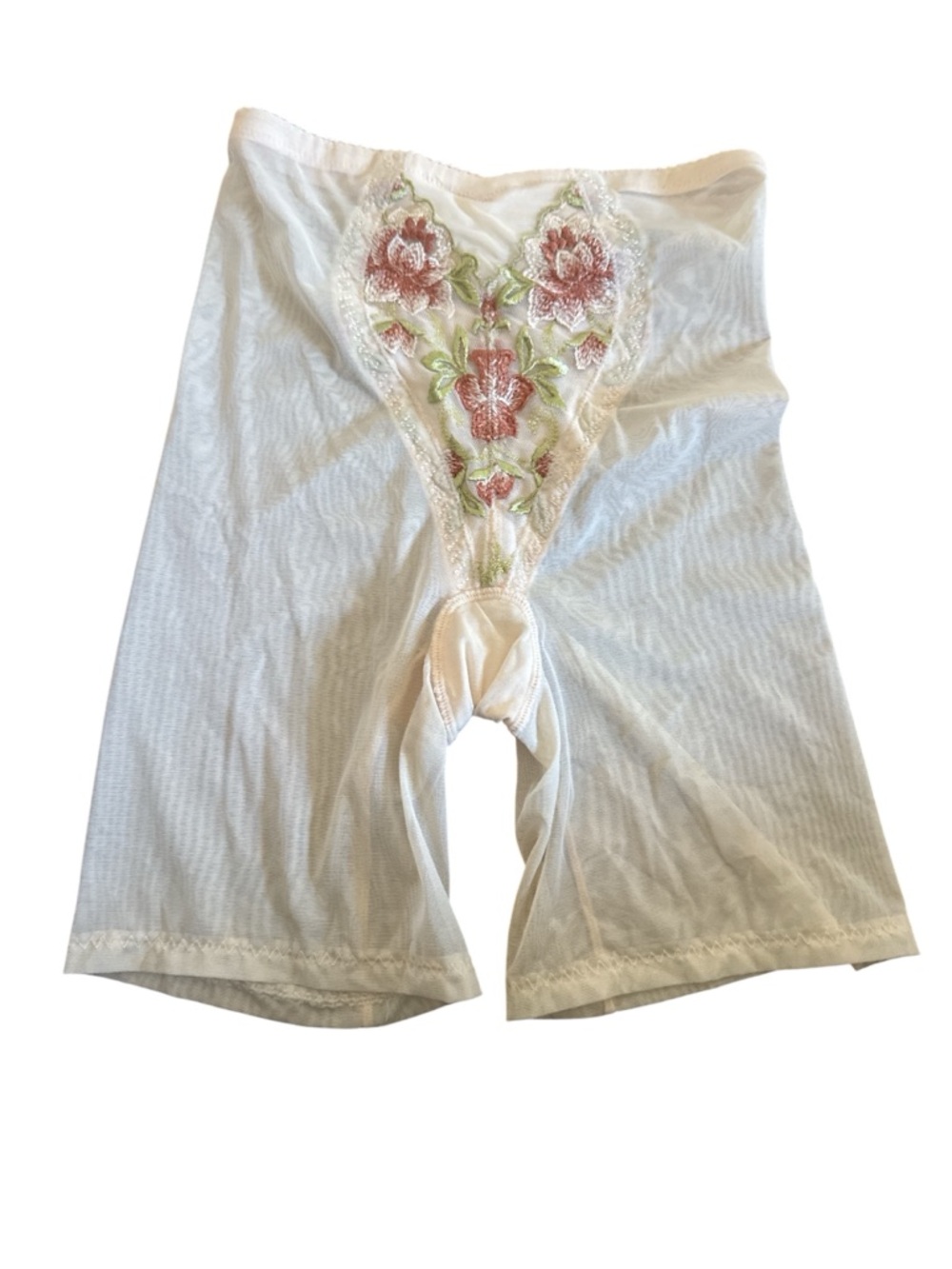 Floral Embroidered cream/tan Shapewear Shorts shear